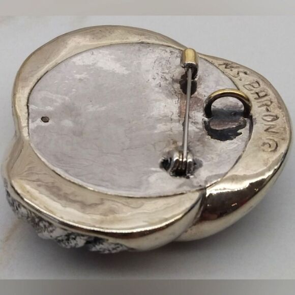 N.S Bar-On Brooch Pendant Gold Tone Silver Vintage Jewelry - Picture 14 of 16